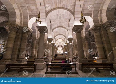 Interior of the Crypt Almudena Cathedral in the Gothic Style Tourist ...