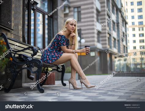 Beautiful Blonde Girl Perfect Legs Posing Stock Photo 1488855611 Shutterstock