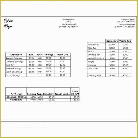 Payroll Check Template Free form Of Download A Free Pay Stub Template ...