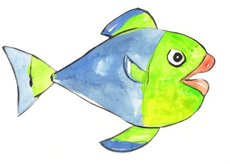 Aquarell Gemalte Fische Stock Abbildung Illustration Von Fischen