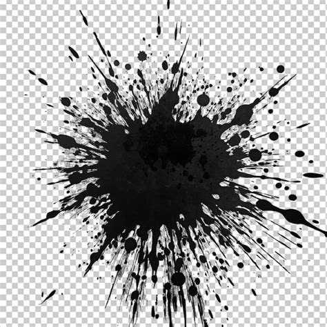 Black And White Grunge Ink Splat On Transparent Background Premium Ai