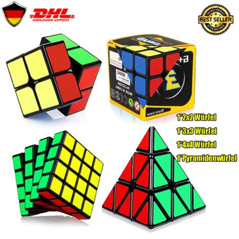 4 Stück Zauberwürfel Set Magic Speed Cube Set 2x2 3x3 4x4 Pyraminx