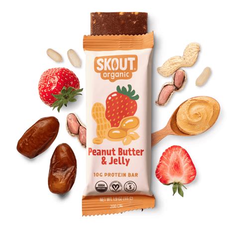 Skout Organic Protein Bar Peanut Butter And Jelly Plant Based And