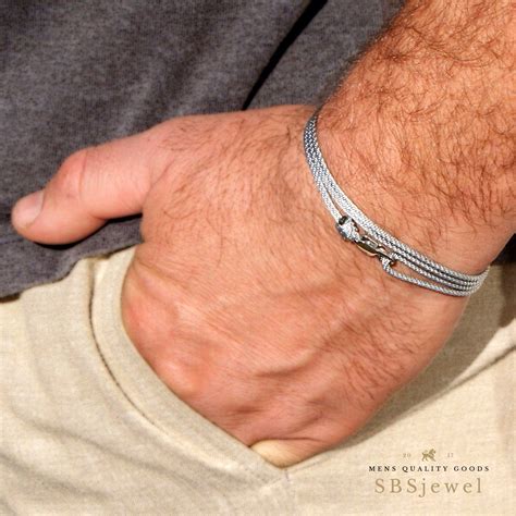 Man Rope Bracelet Rope Bracelet Man Silver Thread Bracelet Etsy