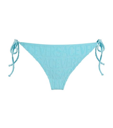 Womens Versace Blue X Dua Lipa Jacquard Logo Bikini Bottoms Harrods