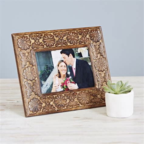 Daisy Carved Mango Wood Photo Frame 5x7 Picture Frame Etsy