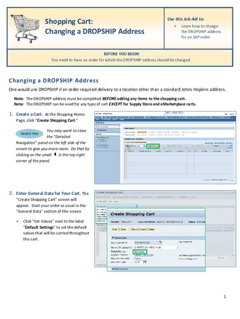 Fillable Online Finance Jhu Shopping Cart Changing A Dropship Address