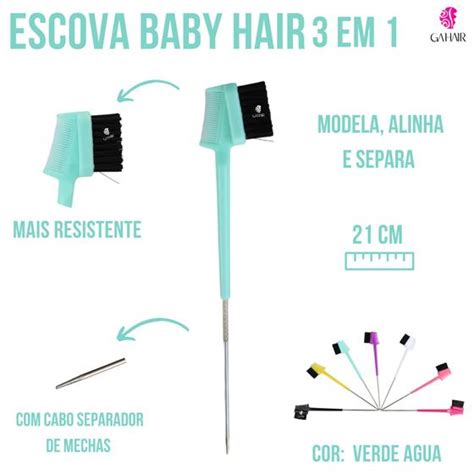 Pente Escovinha Para Manusear Baby Hair 3 Em 1 Cabo Auxiliar De