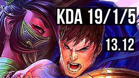 AKALI Vs GAREN TOP 19 1 5 9 Solo Kills 2 0M Mastery Legendary