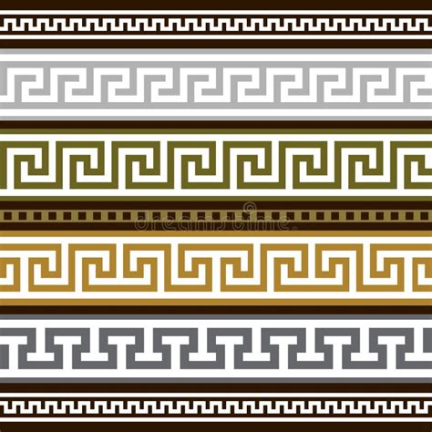 Set Of Greek Geometric Borders Stock Vector Illustration Of Seamless