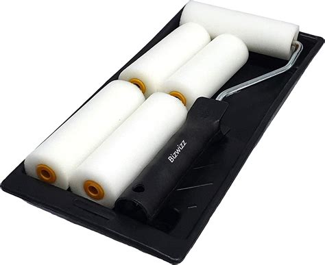 Bizwizz 4 Paint Roller Set With 5 Foam Sleeves Gloss Mini Roller Kit