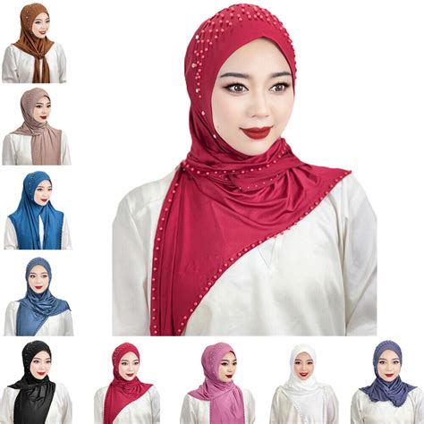 Hijab Women Pull On Scarf Wrap Shawl Muslim Turban Instant Amira