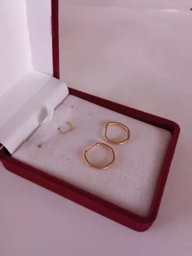 Aros Argollas Oro 18 Kilates Hexagonal Cuotas sin interés