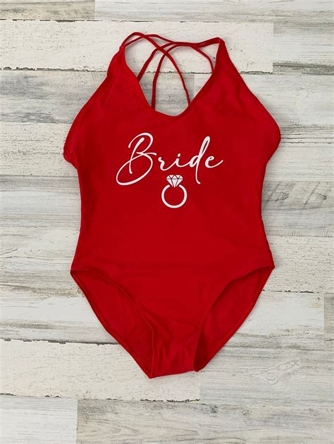 Bride Bathing Suit Bride Swim Bachelorette Bathing Suit Etsy