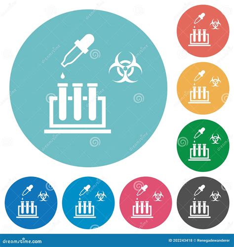 Biologische Experiment Platte Ronde Iconen Vector Illustratie