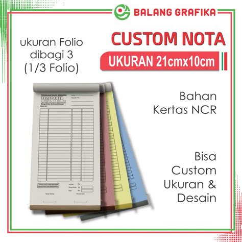 Jual Nota Custom Faktur Surat Jalan Kwitansi Bon Toko Laundry Ukuran