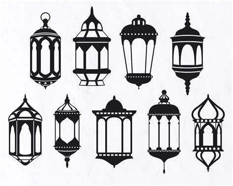 Islamic Lantern Svg Bundle Decoration Pattern Set Symbol Papercut