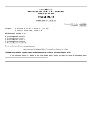 Fillable Online A Aug 20549 FORM 12b 25 NOTIFICATION OF LATE FILING