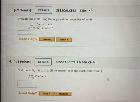 Solved 3 1 Points DETAILS SESSCALCET2 1 6 501 XP Chegg