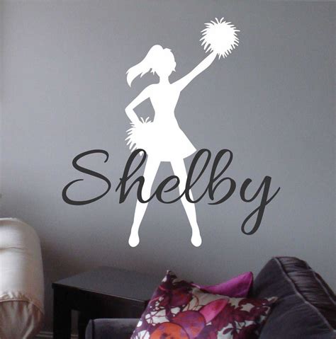 Girl Cheerleader Personalized With Name Vinyl Wall Lettering Sports Decal Cheerleading Bedroom