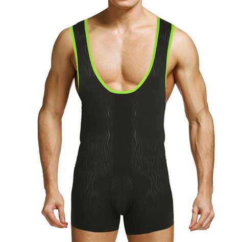 Msemis Men Swimsuit Wrestling Singlet Leotard Bodysuit One Piece