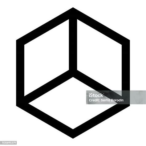 Bentuk Kubus Abstrak Hexagon Box Ikon Warna Hitam Vektor Ilustrasi