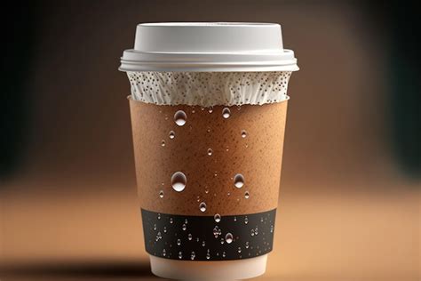 Premium Photo Hot Beverage Disposable White Paper Coffee Cup With Black Dome Lid And Kraft