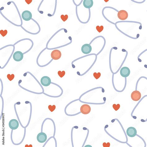 Stethescope Medical Pattern Wallpaper Seamless Patterns Vectors