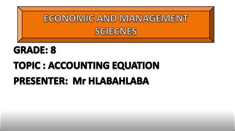 Gr Lesson Ems Accounting Equation Crj Youtube