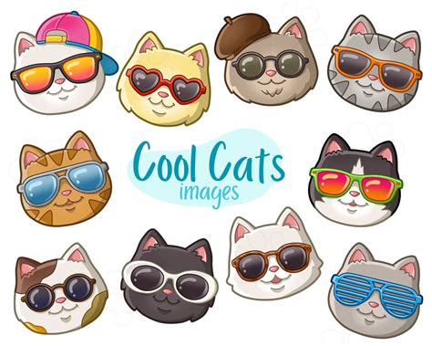 Cool Cats Clip Art Images Digital Download Etsy