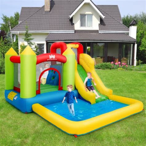 Costway Inflatable Bounce House Water Slide Jump Bouncer With Climbing Wall And Splash Pool 1