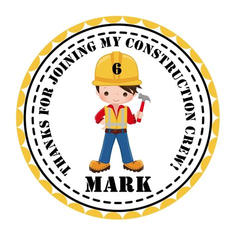 Construction Birthday Party Favor Sticker Labels Etsy Uk