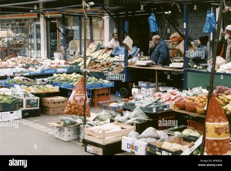 Asian market traders market stall in Watney street market East London ...