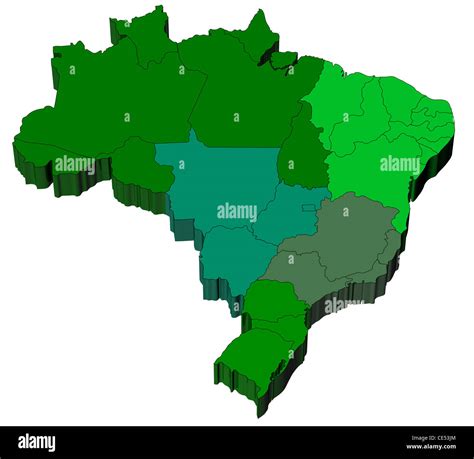 Three Dimensional Map Of Brazil With White Background Stock Photo Alamy