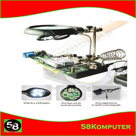 Jual Taffware Alat Pegangan Solder Helping Hand Kaca Pembesar Led