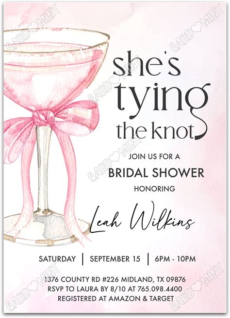 Editable She’s Tying The Knot Bridal Shower Invitation Cardmint