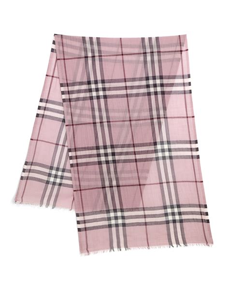 Burberry Giant Check Wool Silk Scarf In Pink Lyst