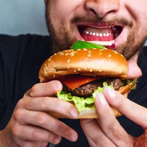 Man Taking A Big Bite Out Of A Juicy Hamburger Stable Diffusion OpenArt