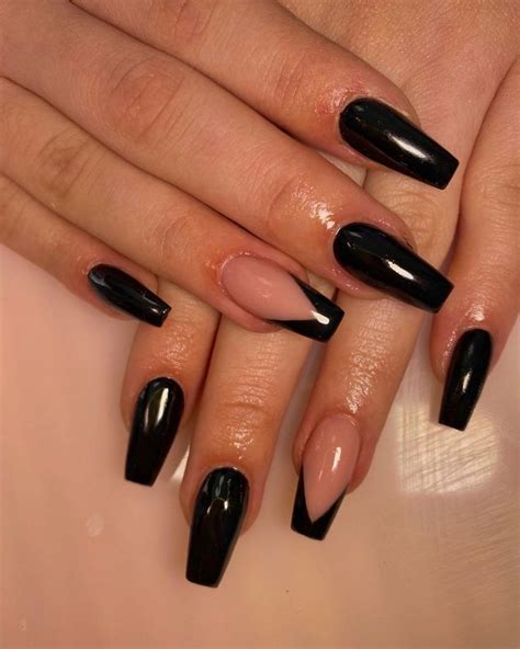 Coffin Black Acrylic Nails The Ultimate Trending Nail Art ADDICFASHION