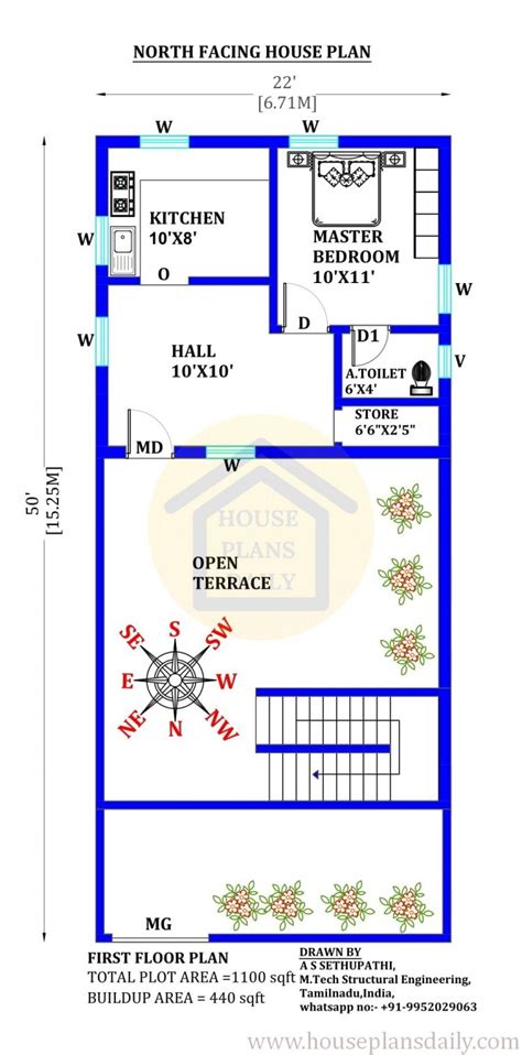 North Facing House Vastu Plan 22x50 Ghar Ka Naksha House Designs