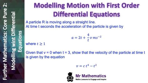 Modelling Motion With Differential Equations Mr