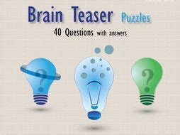 Brain teaser questions with answers for students (Puzzles) | Teaching ...