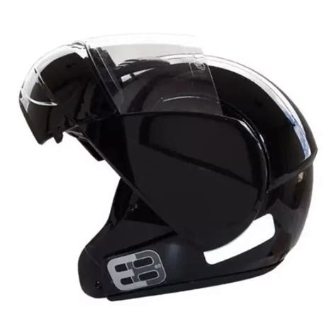 Capacete Articulado Masculino Ebf E8 Solid Preto Brilhante Robocop