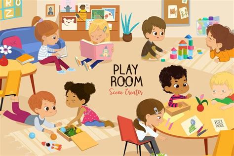 School Kids Kids Read Book Kindergarten Clipart Play Room - Etsy