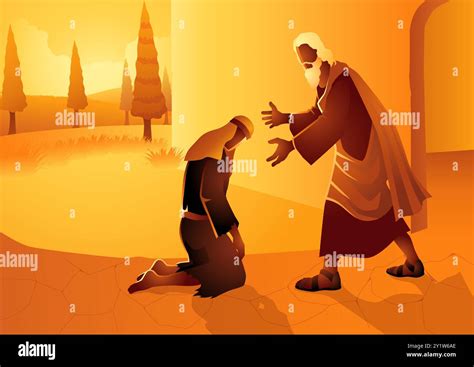 Biblical Vector Illustration Series Parable Of The Prodigal Son Stock