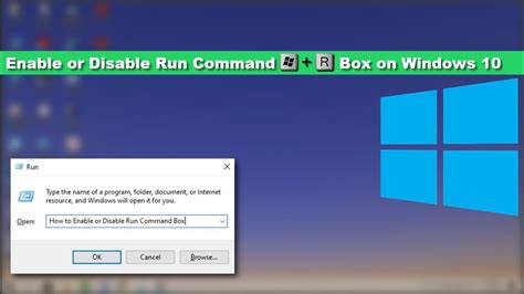 How To Enable Or Disable Run Command Win R Box On Windows Youtube