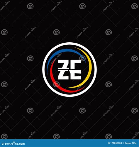 ZE Monogram Logo Isolated On Circle Shape With 3 Slash Colors Rounded