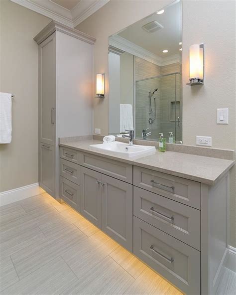 Shaker Style Bathroom Vanity With Built In Lighting Underneath By