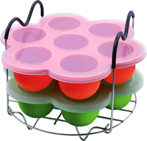 Wavelu Silicone Egg Bites Molds With Silicone Lids And Steamer Rack Trivet Pinch