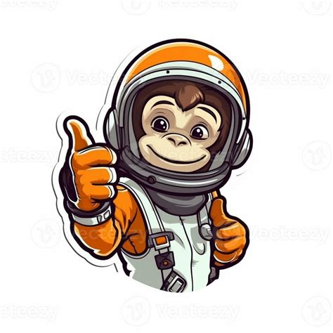 cartoon astronaut monkey with thumbs up. generative ai. 28499412 Stock ...